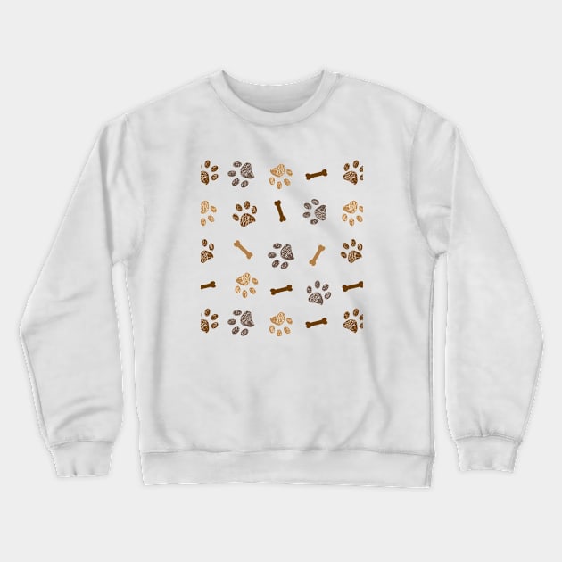 Brown doodle paw print and bone Crewneck Sweatshirt by GULSENGUNEL